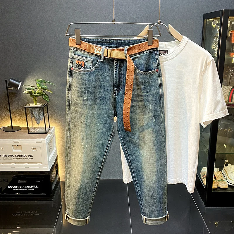 

2025 Spring and Autumn New American Style High-end Jeans for Men, Stretch Slim Fit, Skinny, Stylish, Casual Long Pants