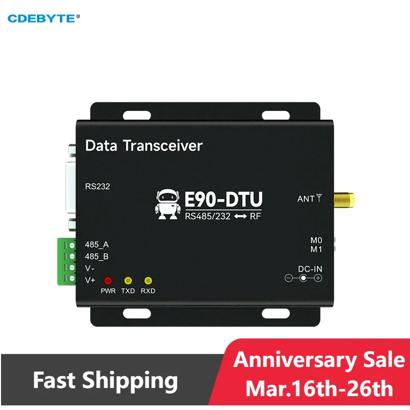 868/915MHz RS232/RS485 LoRa Wireless Digital Radio Automatic Relay CDEBYTE E90-DTU(900SL33) 16KM 33dBm 2W RSSI Modbus Modem