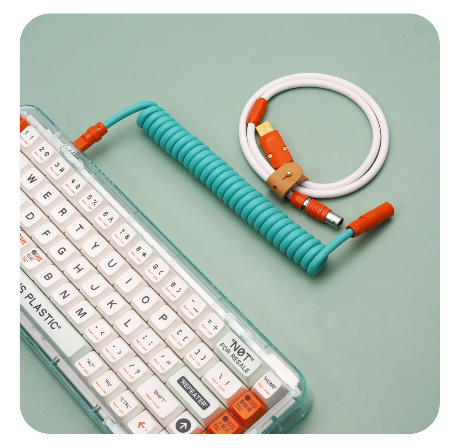 

New GC Manual Custom Mechanical Keyboard Personality Data line Rubber Spring Spiral Back Orange Hardware plastic