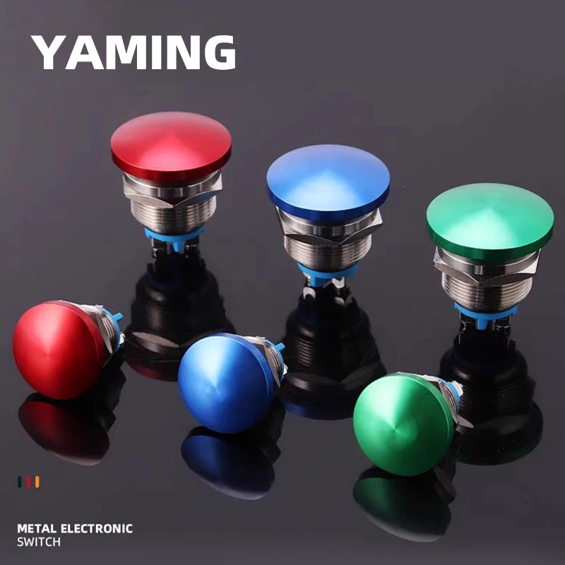 

16/19/22mm Mushroom Head Metal Push Button Switch Self-Reset Screw / Welding Foot Stainless Steel Momentary Buttons