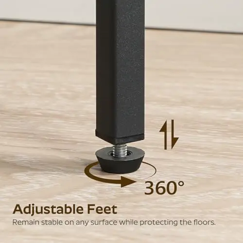 

Rectangular Bar Height Table With Built-In Power Outlets, Rustic Brown And Black Finish, Adjustable Feet For Stability