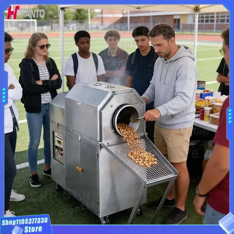 Commercial Electric Peanut Cashew Chestnut Roaster Industrial Nut Roasting Machine Automatic Stirring Wok Equipment for