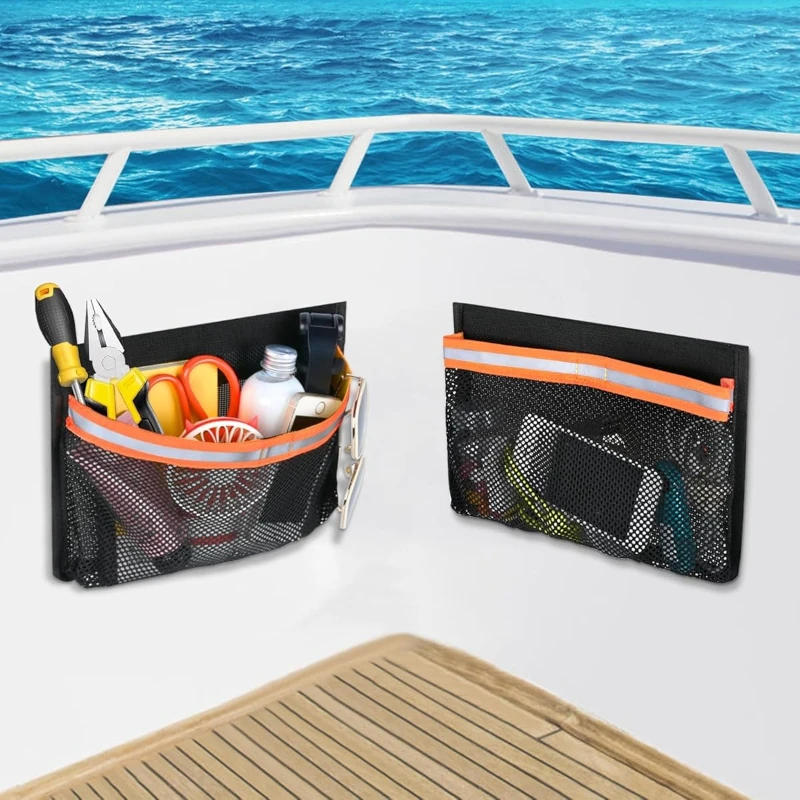 

Самоклеящаяся сумка для хранения лодок с крышкой, светоотражающая герметичная морская сетчатая сумка для лодки, прочная клейкая сумка для хранения лодок, рыболовные инструменты