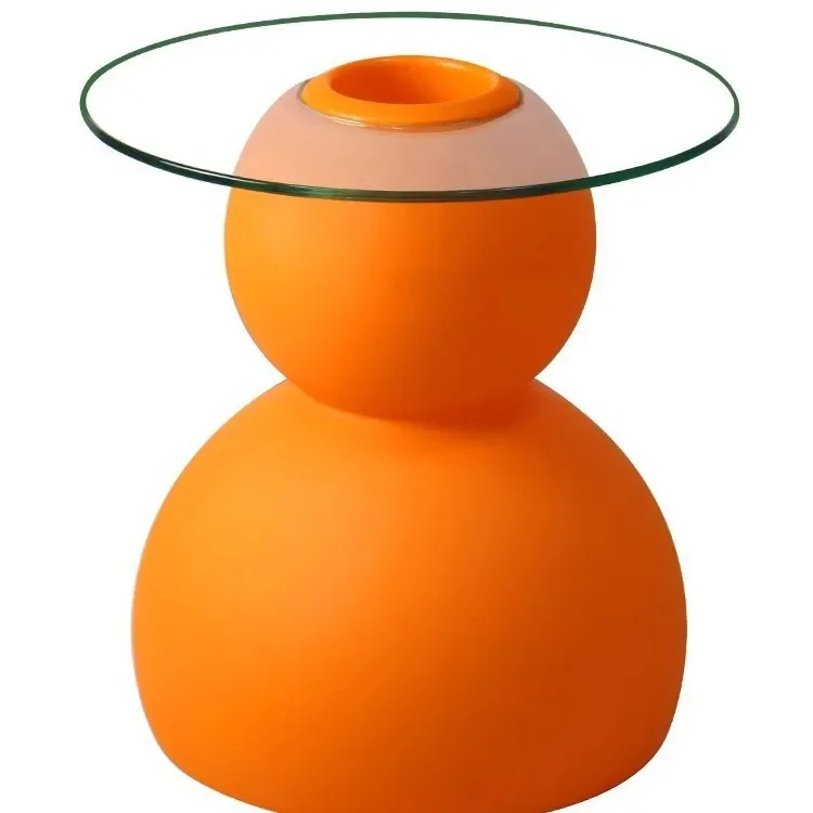 

Creative modern glass coffee table, living room balcony home tea, drinking plastic table, round small apartment