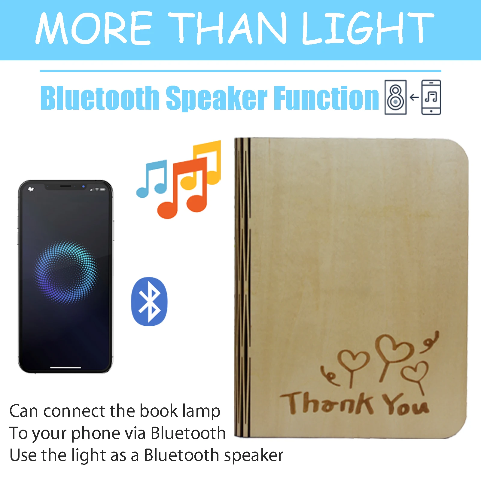 7 Colors 3D Folding Creative LED Night Light Bluetooth RGB USB Recharge Wooden Book Decor Bedroom Desk Table Lamp Brithday Gift