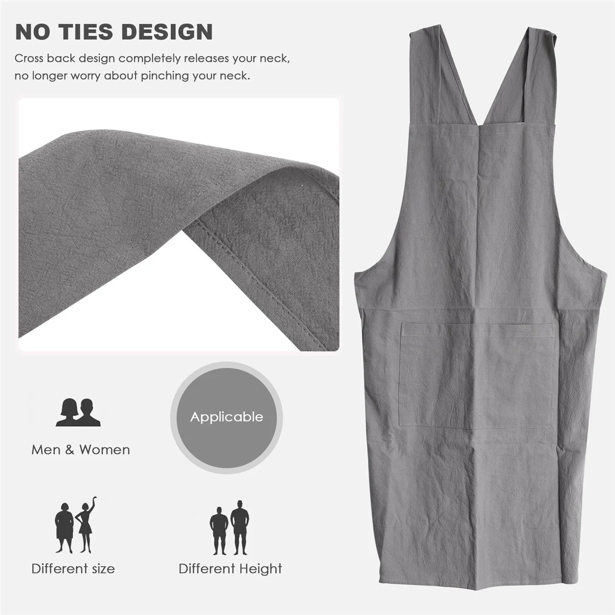 Linen Back Cooking Apron Suitable for Ladies and Men with Pockets Cute Suitable for Baking Kitchen