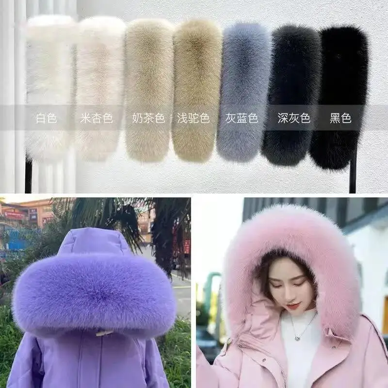 Women Faux Fox Fur Collar Shawl Furry Fur Scarf For Winter Coat Hood Fur Decor Collar Parkas Coat Fake Fur Collar Scarves