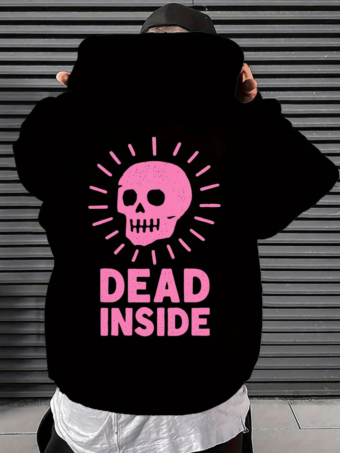 هوديي بنمط شريط الظهر، بتصميم جمجمة، طباعة خلفية إبداعية من DEAD INSIDE، سترة بقلنسوة عصرية للرجال