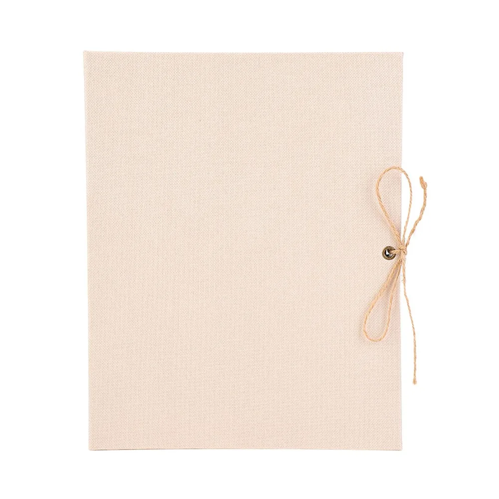 10.43x8.27in DIY Scrapbook Album 30 Pages Linen Texture Loose Leaf Photo Book Large Size Rope Strap Binding