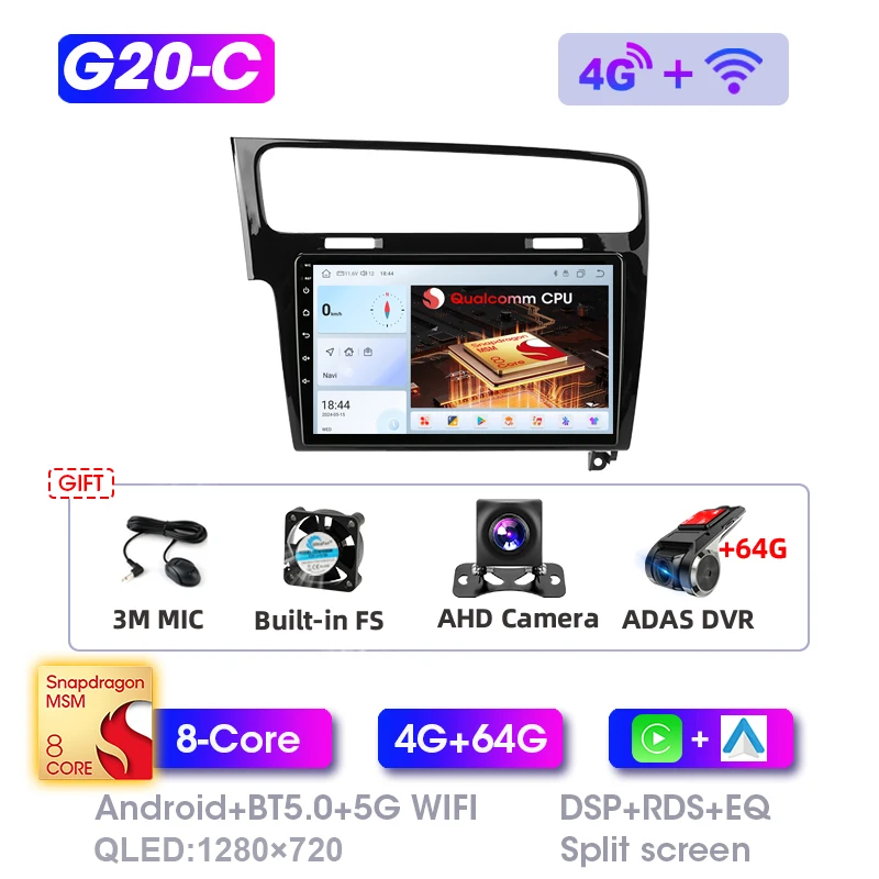 Srnubi Android Autoradio CarPlay GPS Navigatie Bluetooth Multimedia Video Player Voor Volkswagen VW Golf7 MK7 GTI 2013-2017 2Din