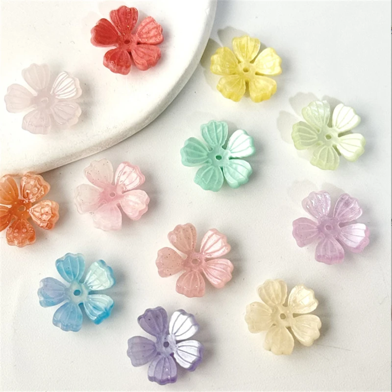 10Pcs/Lot New Acetic Acid Acrylic16MM Flower Leaves Beads Petals Charm Connectors Diy Earrings Jewelry Making Resin Accessories