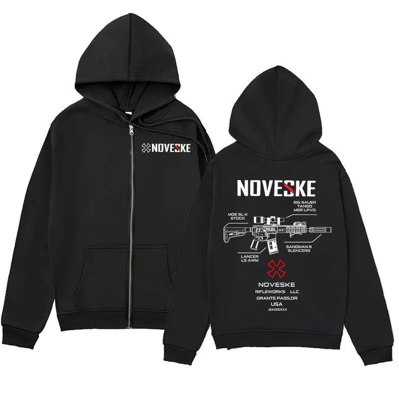 

Gun Noveske Graphic Zipper Hoodie High Quality Fashion Zip Up Hooded Sweatshirts Men's Women Casual Fleece Pullovers Streetwear
