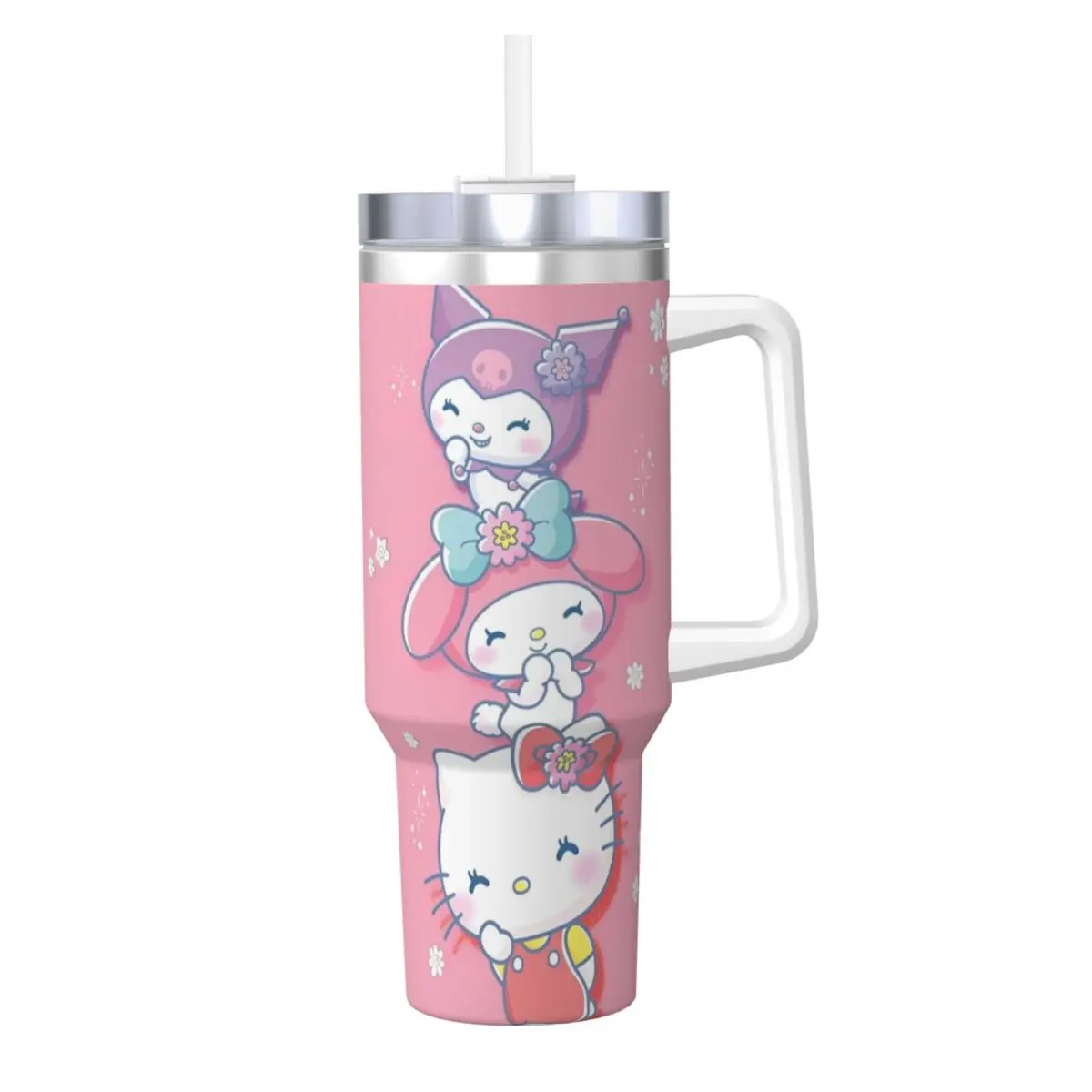 

Stainless Steel Tumbler Kawaii Hello Kitty Thermal Cups Insulated Cold Drink Car Mugs Travel Custom DIY Water Bottle