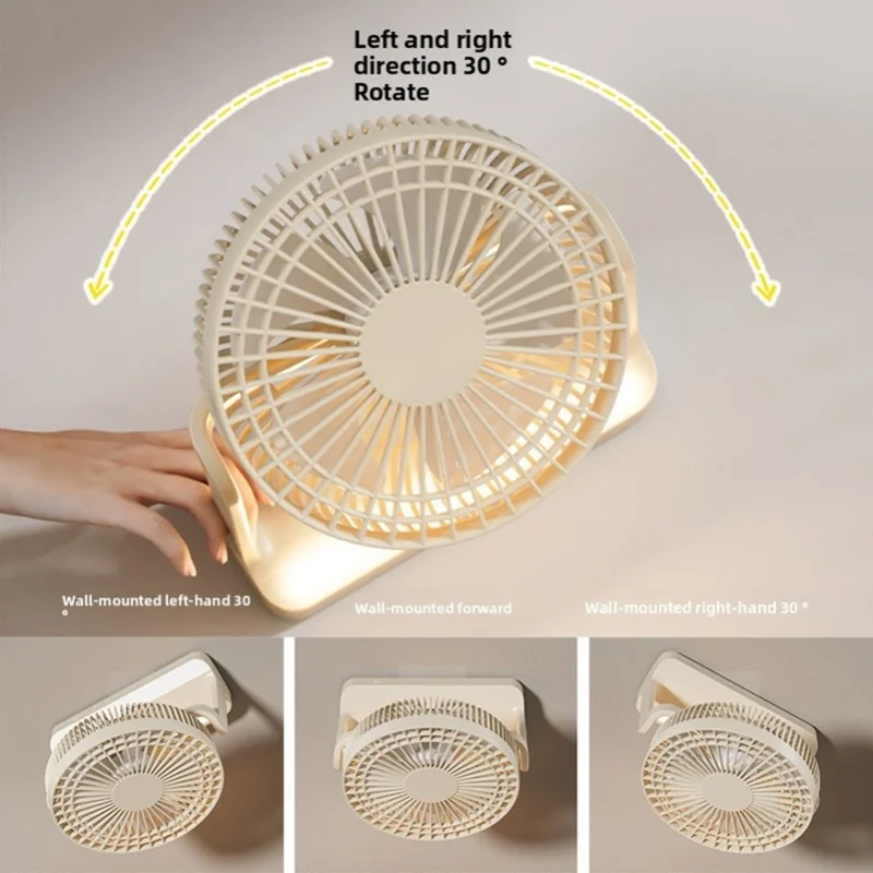 3 Speed Battery Desk Fan Oscillating Table Fan With Night Light Hanging Hook Brushless Motor For Camp Dormitory