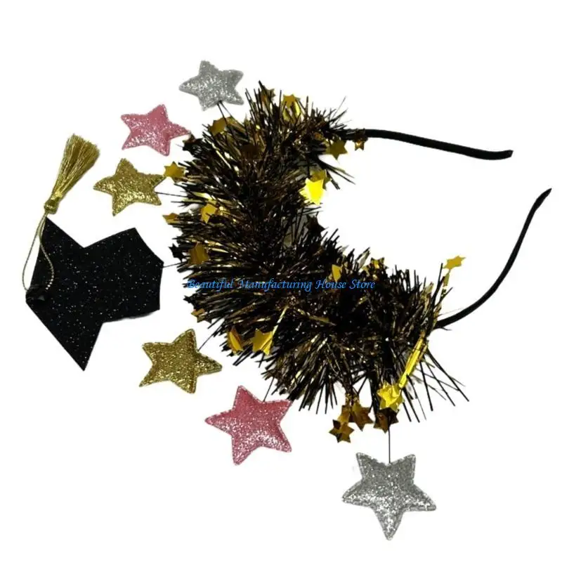 

E56A Повязка на голову для аспирантов и преподавателей с украшением в виде шляпы доктора со звездой, подходит для различных