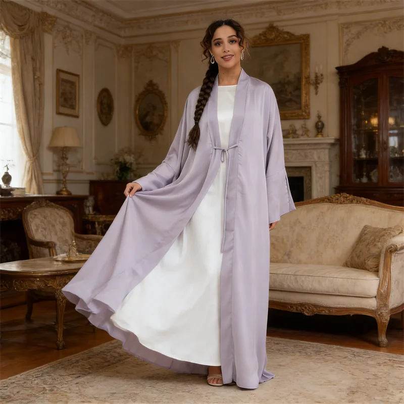 

Eid Ramadan Satin Abaya Dubai Kaftan Women Muslim Dress Turkey Kebaya Islam Clothing Arabic Robe Caftan Marocain Femme Jalabiya