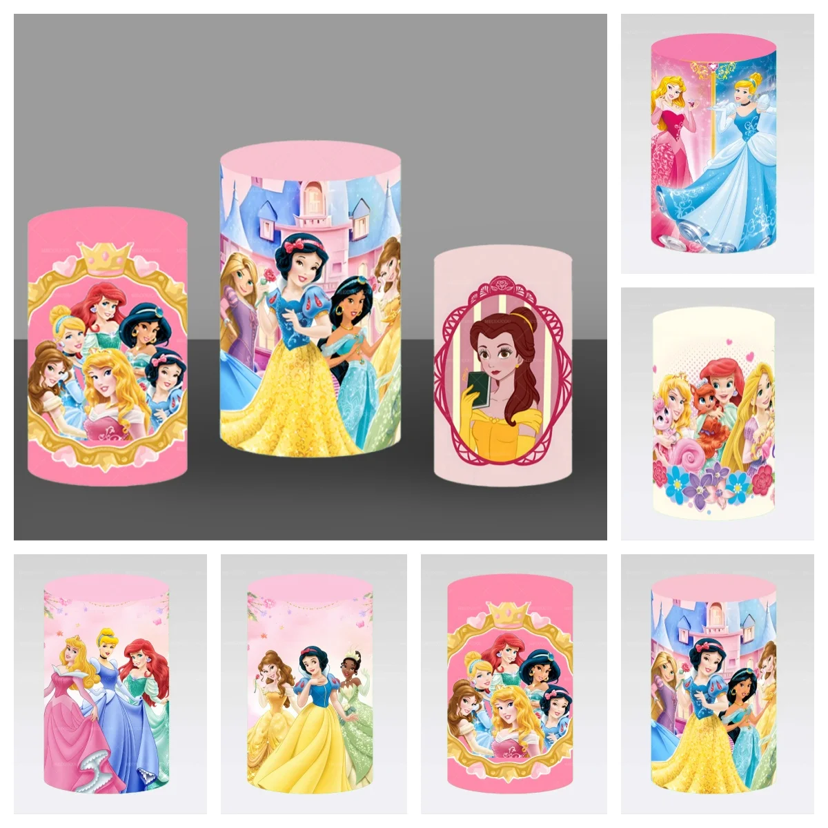 

Princess Cylinder Cover Aurora Snow White Cinderella Birthday Party Backdrop Princess Cylinder Cover Customization Decor Props