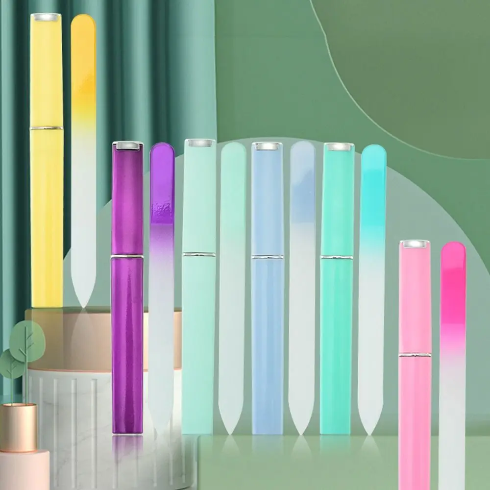 Sandblasted Colored Crystal Glass Nail File Buffer Durable Two-color Gradient Crystal File Available On Both Sides Multifunction