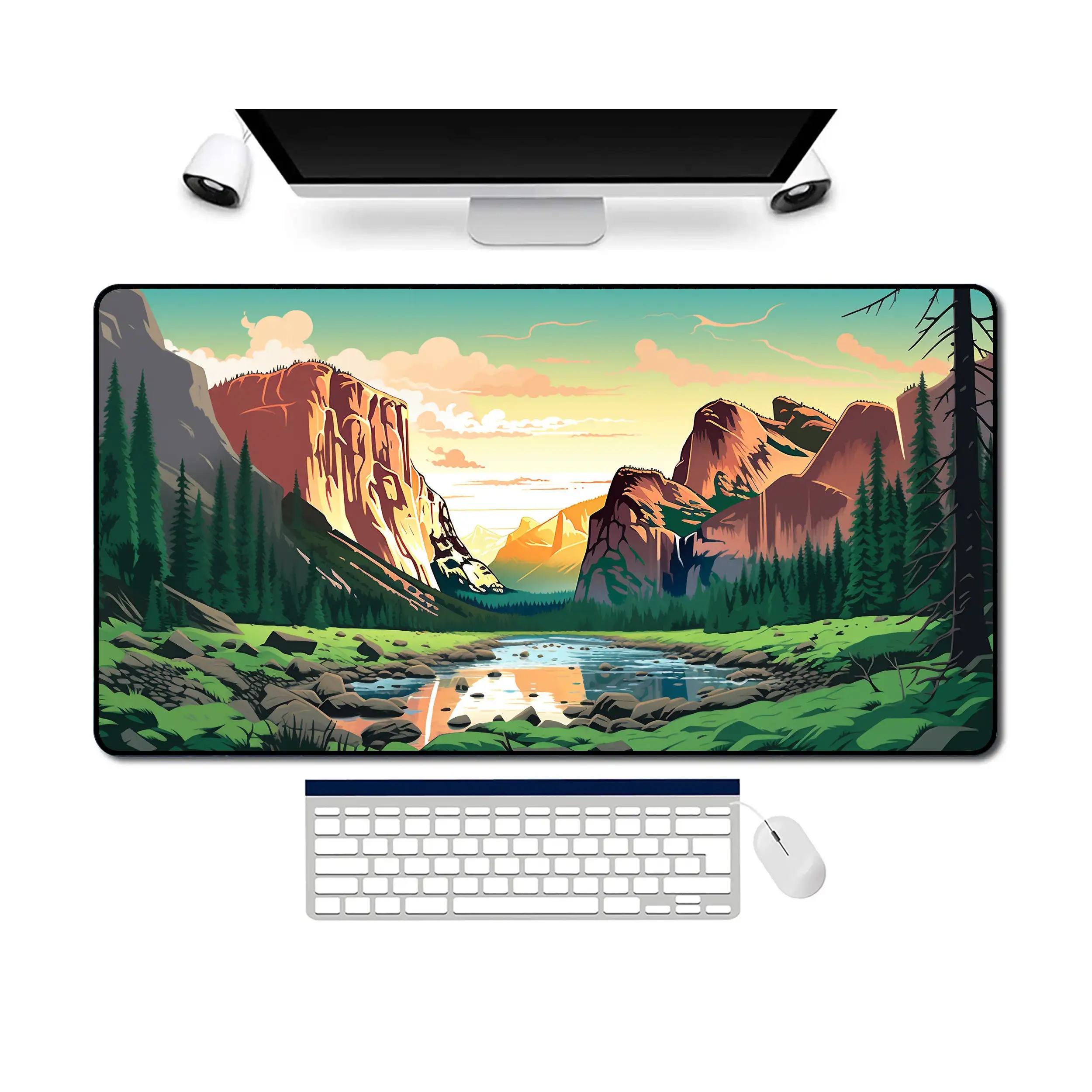 Taman Nasional Yosemite, Alas Mouse Lucu, Alas Meja Yosemite XXL, Alas Dekoratif Meja Gaming Kantor, Hadiah Sempurna untuk Teman.