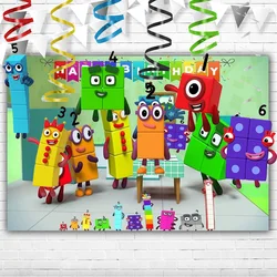 MINISO Number building blocks Birthday Party Disposable Spiral 6pcs Pendant PVC cartoon Theme baby shower school children's supp