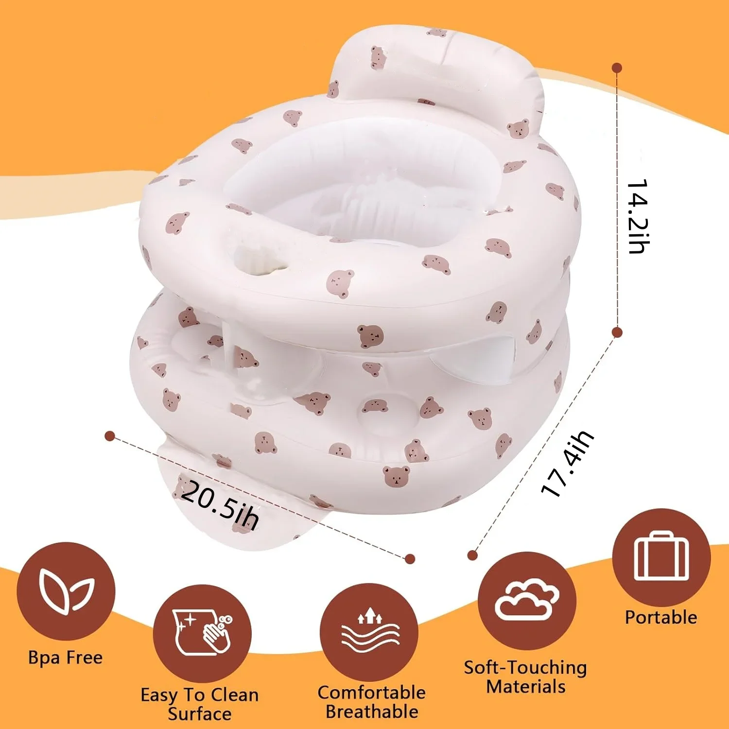 مقعد أطفال قابل للنفخ لمدة 6-12 شهرًا كرسي أطفال ملفوف مع مضخة هواء مدمجة ومقاعد وأرائك محمولة للرضع للجلوس #6