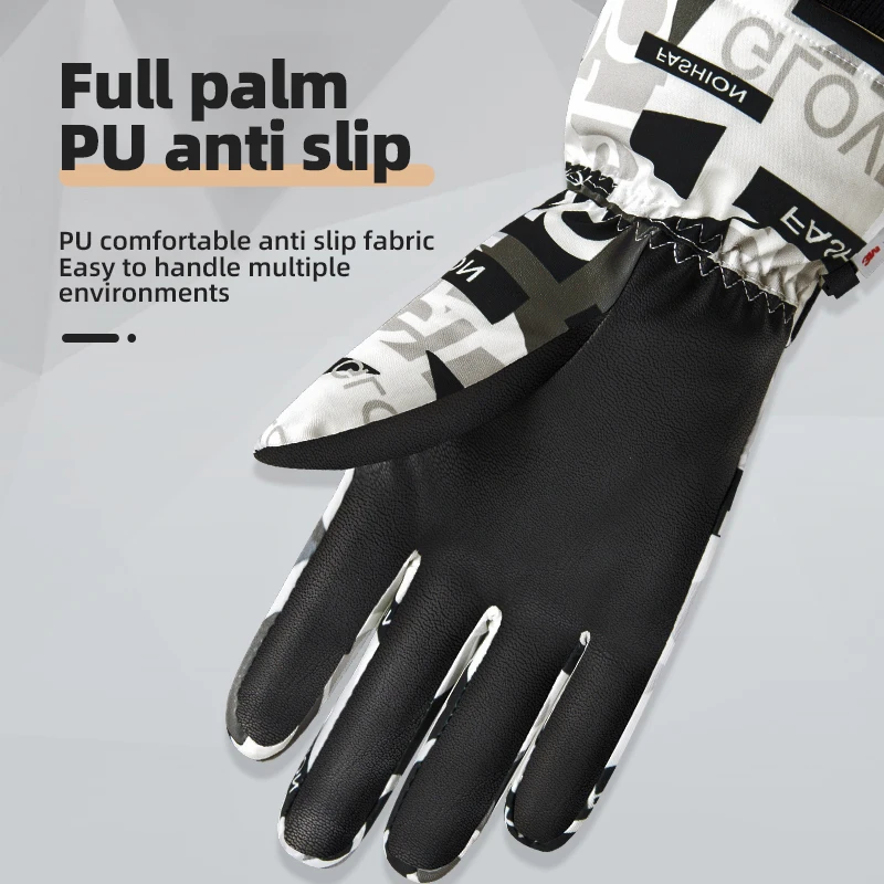 PHMAX Ski Gloves Polyester Unisex Sport Winter Outdoor Anti-slip Snowboard Glove Skating Motorcycle Gloves Touch Screen Fleece