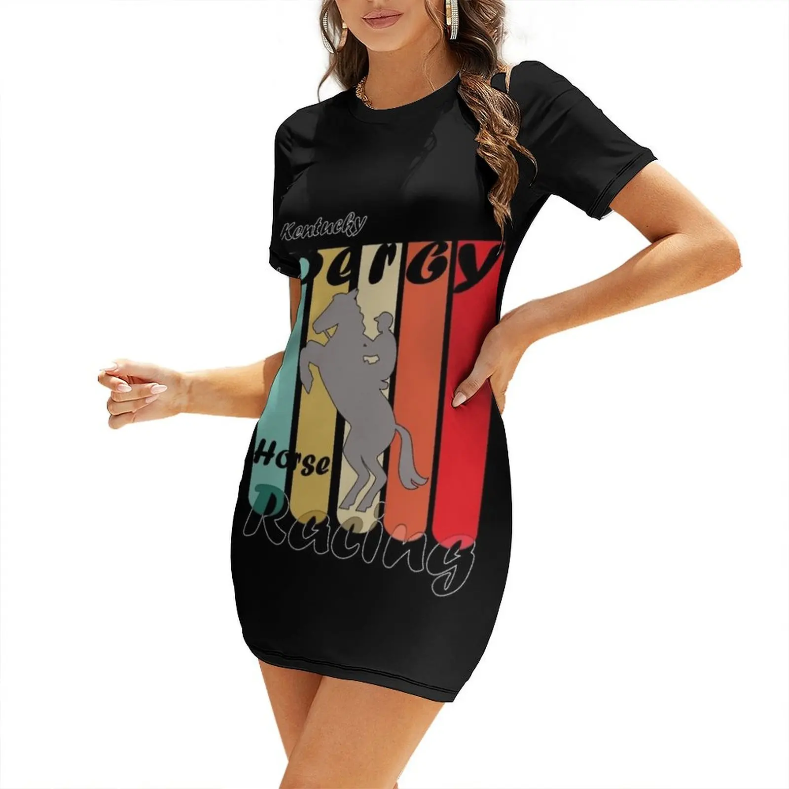 

derby horse racing Short Sleeved Dress Long dresses elegant and pretty women's dresses Long dress Aesthetic clothing