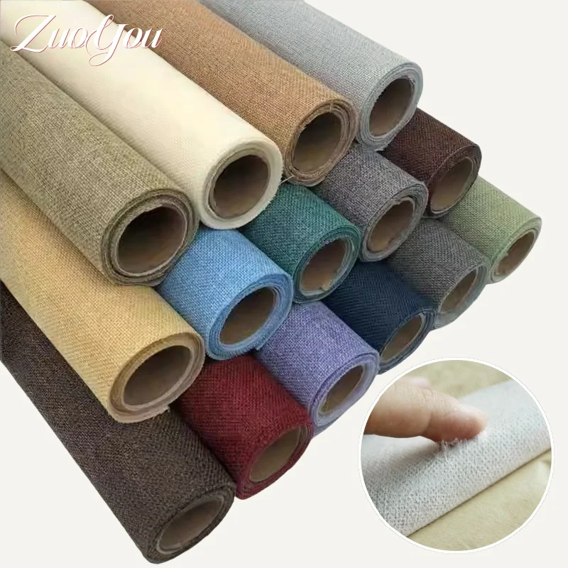 

Peel and Stick Linen Fabric with Self-Adhesive Backing-Ideal for Chair Sofa Repair DIY Refurbishment Gift Box Decor Leathercraft