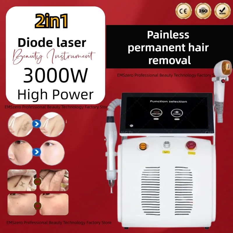 

3000W Soprano 2 in 1 808+ Picosecond Diode Laser Hair Removal Device Laser Picosecond Tattoo Removal Permanent Hair Remova