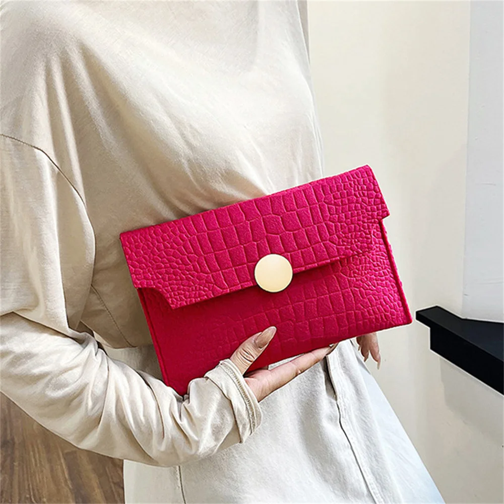 Borsa da donna in feltro di grande capacità Borse da donna Moda di lusso con motivo in pietra Pochette con busta Portafoglio Pochette quadrate per la festa nuziale