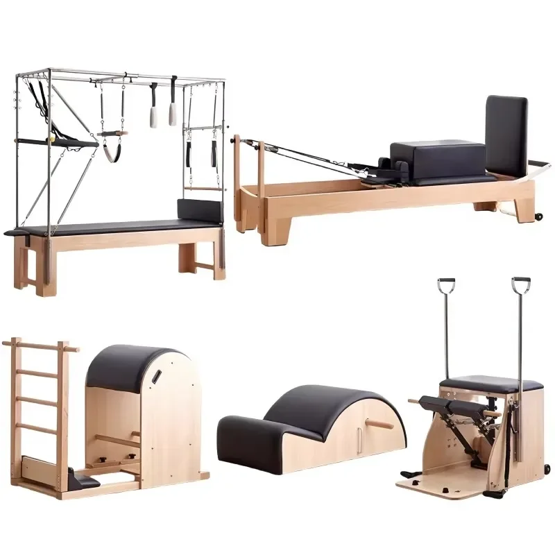 

2025 Women's Aluminium Wood Yoga Studio Pilates Core Bed Home Exercise Gym Fitness Versatile Pilates Reformer