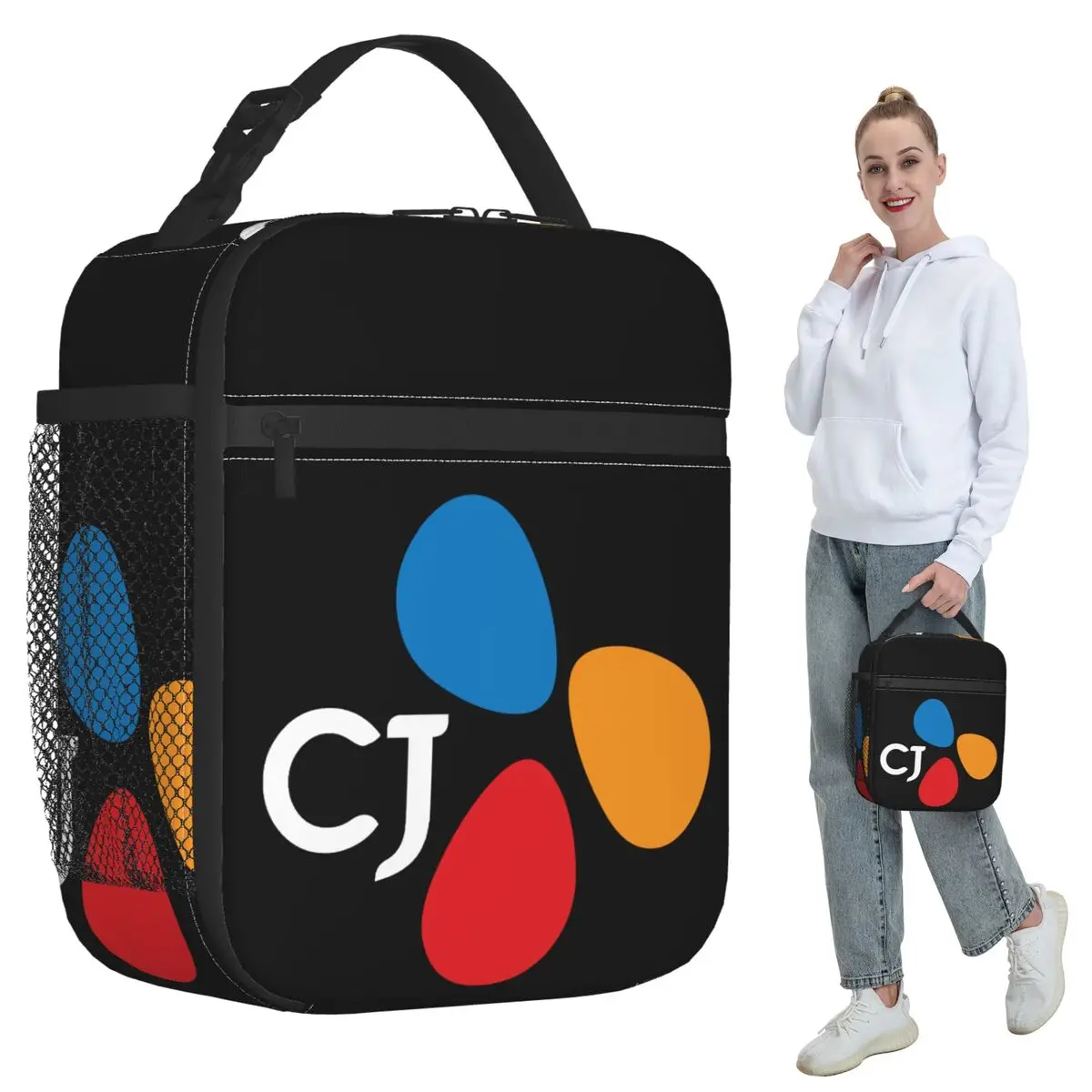 حقيبة غداء معزولة بشعار CJ Entertainment للأطفال، صندوق طعام حراري مبرد للمدرسة، حاوية صناديق الغداء المحمولة