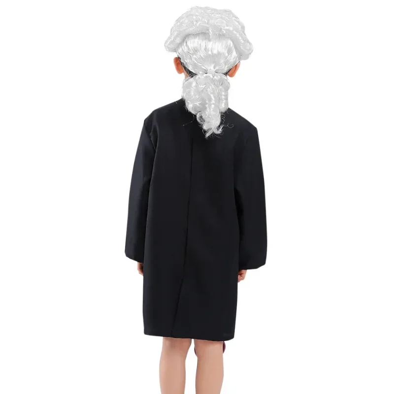 Boy Girls Children Kids Judge Costume Lawyer Wig Collar Gavel Accessory for Halloween Cosplay Party Favors