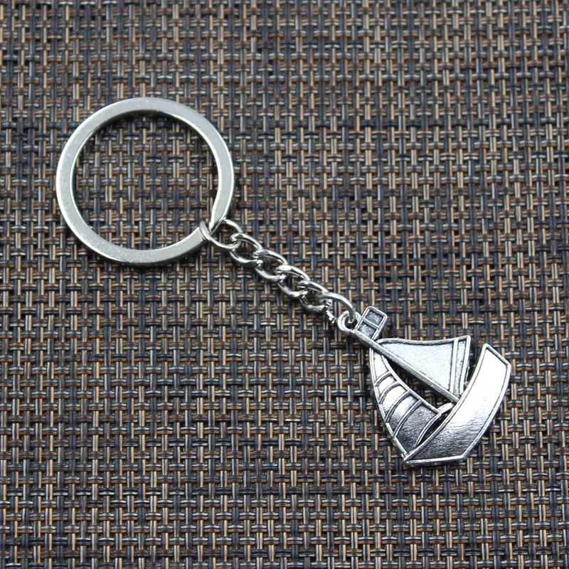 Fashion Keychain 30x25mm Ship Boat Sailboat Pendants DIY Men Jewelry Car Key Chain Ring Holder Souvenir For Gift