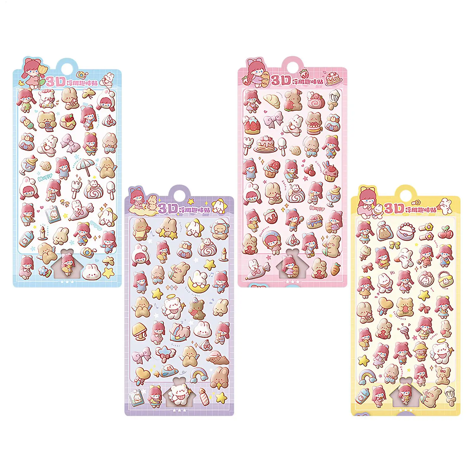 Cute Stickers Arts Crafts Tape Scrapbooking Cute 3D Embossed Sticker For Decoration Smartphone Birthday Classroom Business