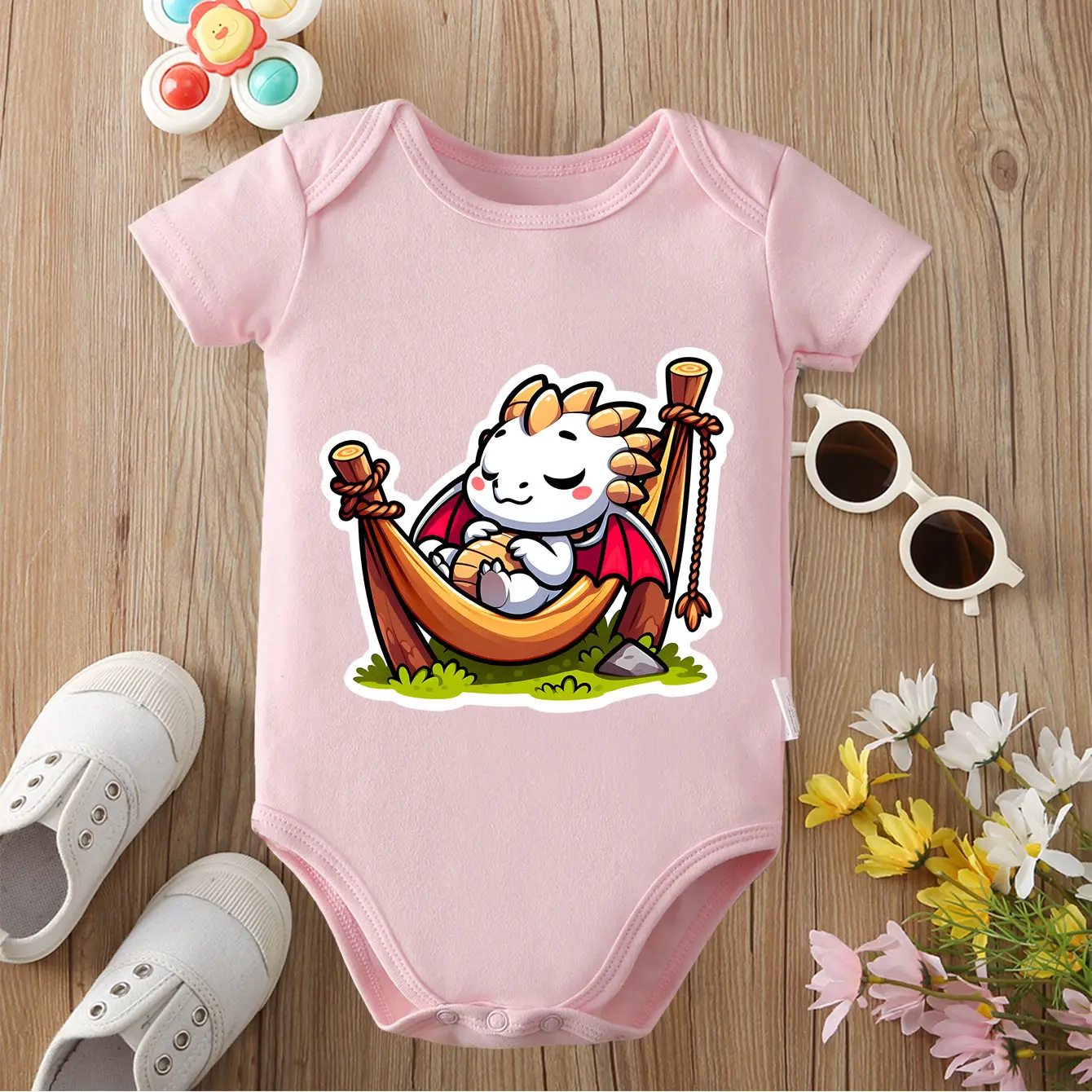 

Боди из 100% хлопка с милым изображением дракончика, комбинезон для отдыха, удобная одежда для малышей, комбинезон для новорожденных от 0 до 12 месяцев