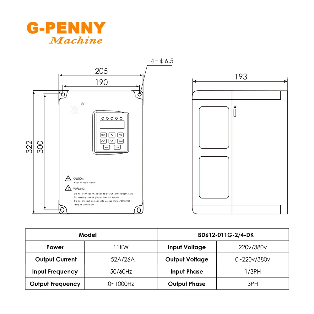 G-PENNY 9.0KW ISO30 ATC محرك المغزل المبرد بالهواء 9kw 800 هرتز تغيير الأداة التلقائية و 11kw BD612 وحدة تحكم في سرعة المحرك