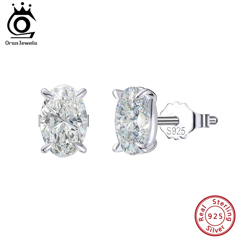 ORSA JEWELS Daily 0.5-3CT Moissanite Studs Earrings for Women S925 Silver D Color VVS Bride Wedding Diamond Studs Ear GRA SMOE02 - Image 2