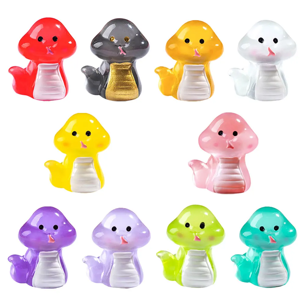 

10pcs Snake Decorations Lifelike Animal Figurines Mini Desktop Car Glow In Dark Dollhouse Family Set Bath