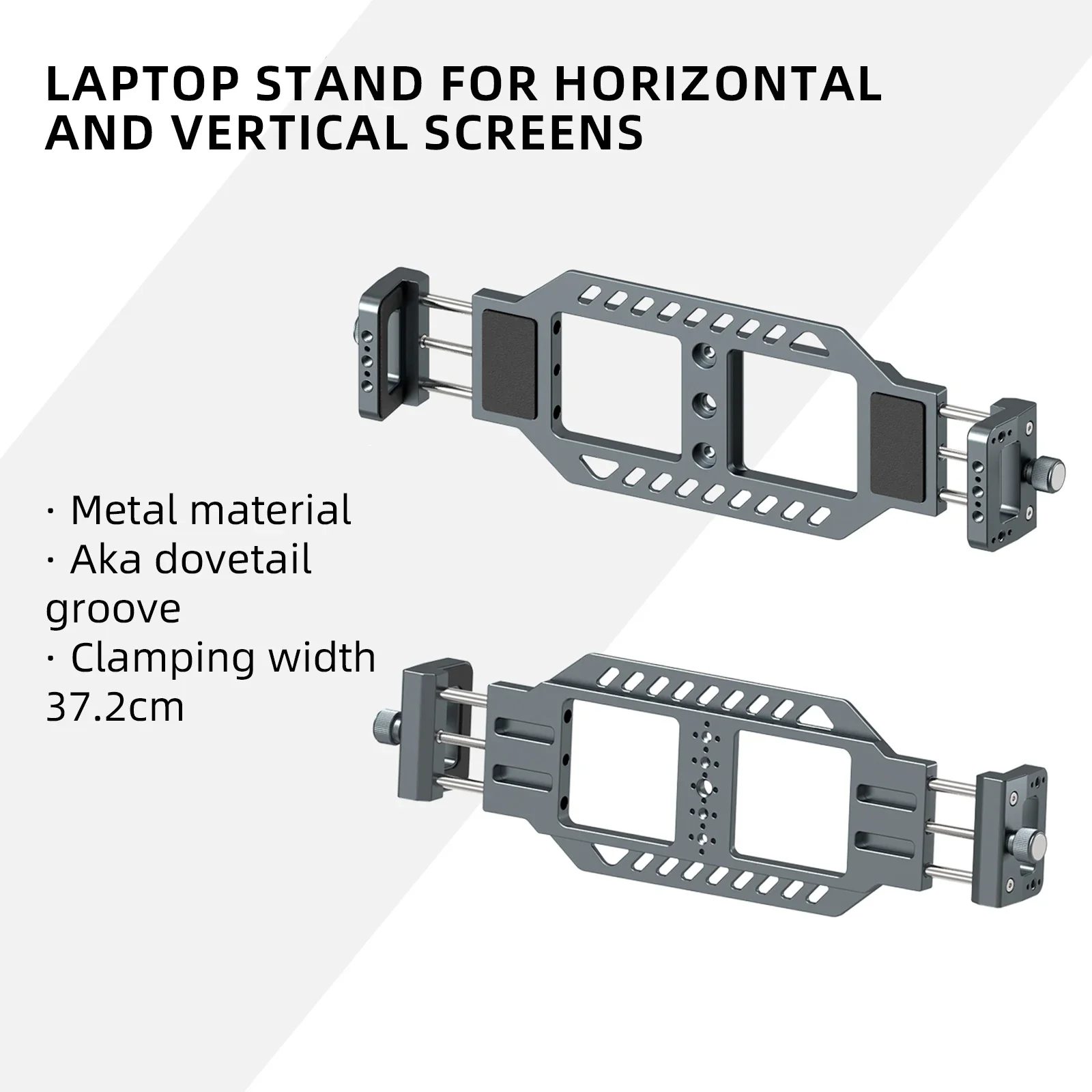 LEAPLIGHT Suporte para laptop de liga de alumínio, braçadeira de tela horizontal e vertical, suporte portátil com placa Arca Swiss, parafuso de 1/4" para tripé