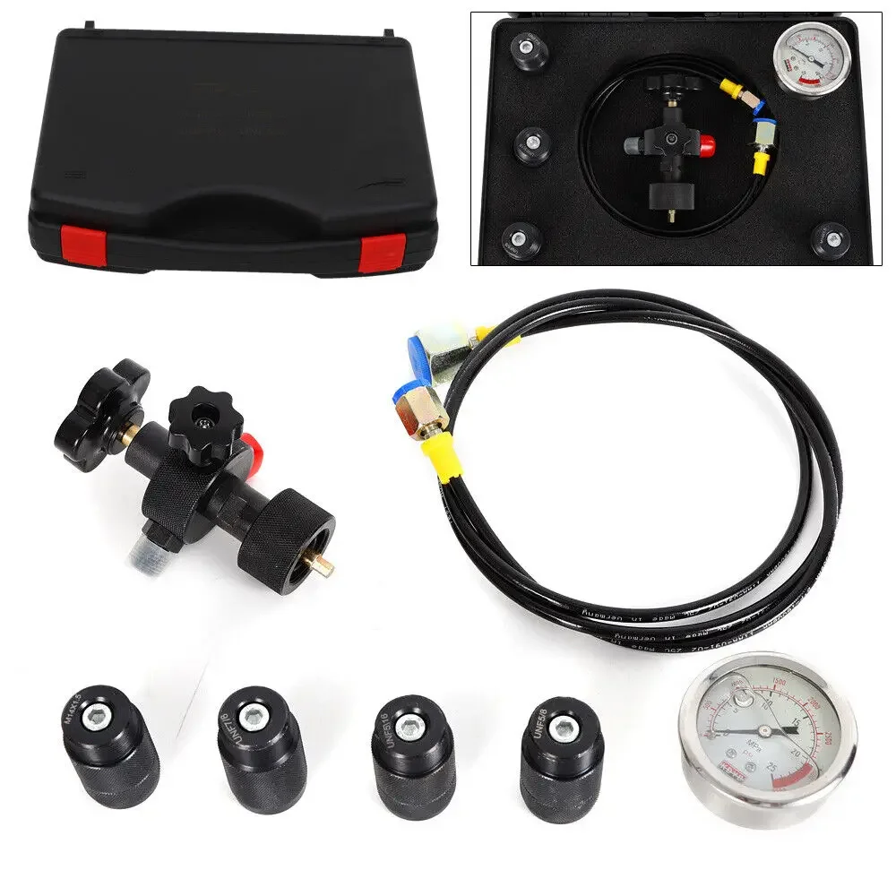 ​ ​ ชุดเติมไนโตรเจนแบบมืออาชีพสำหรับอะคูมูเลเตอร์ไฮดรอลิก พร้อมเกจวัดแรงดัน 0-250 บาร์ และตัวแปลงหลายแบบ ​ ​