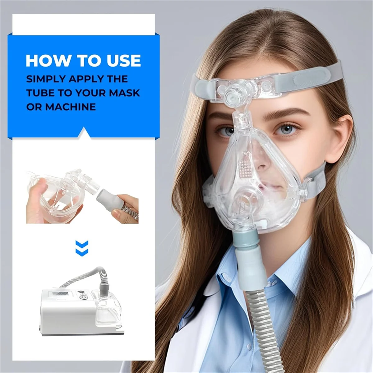 QA88X Lot de 2 tubes universels de remplacement pour fournitures CPAP, tuyaux de 6 pieds pour Philips Respironics, Resmed Airsense