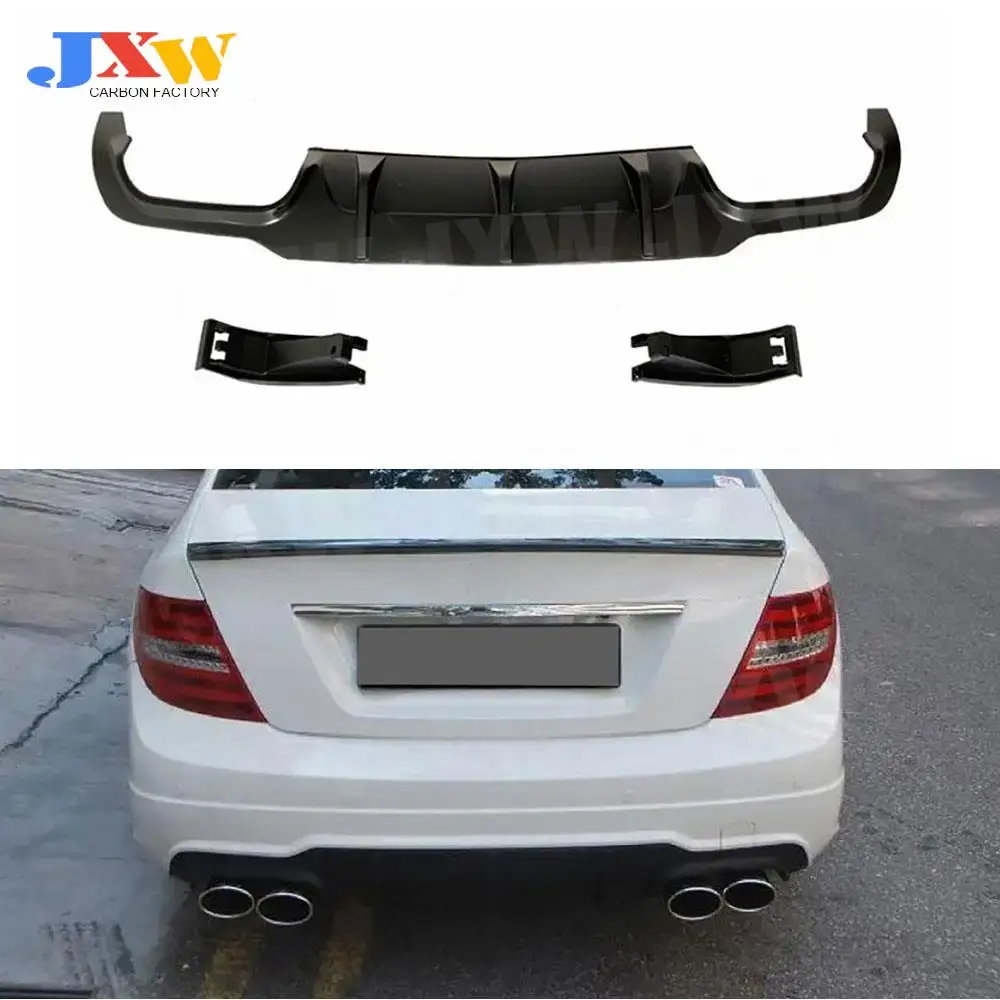 

ABS Black Rear Bumper Lip Diffuser Car Body Kits For Mercedes Benz C Class W204 C63 AMG 2012-2014 Bumper Spoiler Carbon Look