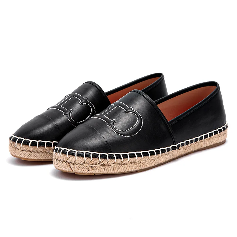 Thick Soled Fishing Shoes for Women 2024 Summer New Item Woven Soft Sole Versatile New Item Solid Color Women's Single Shoe