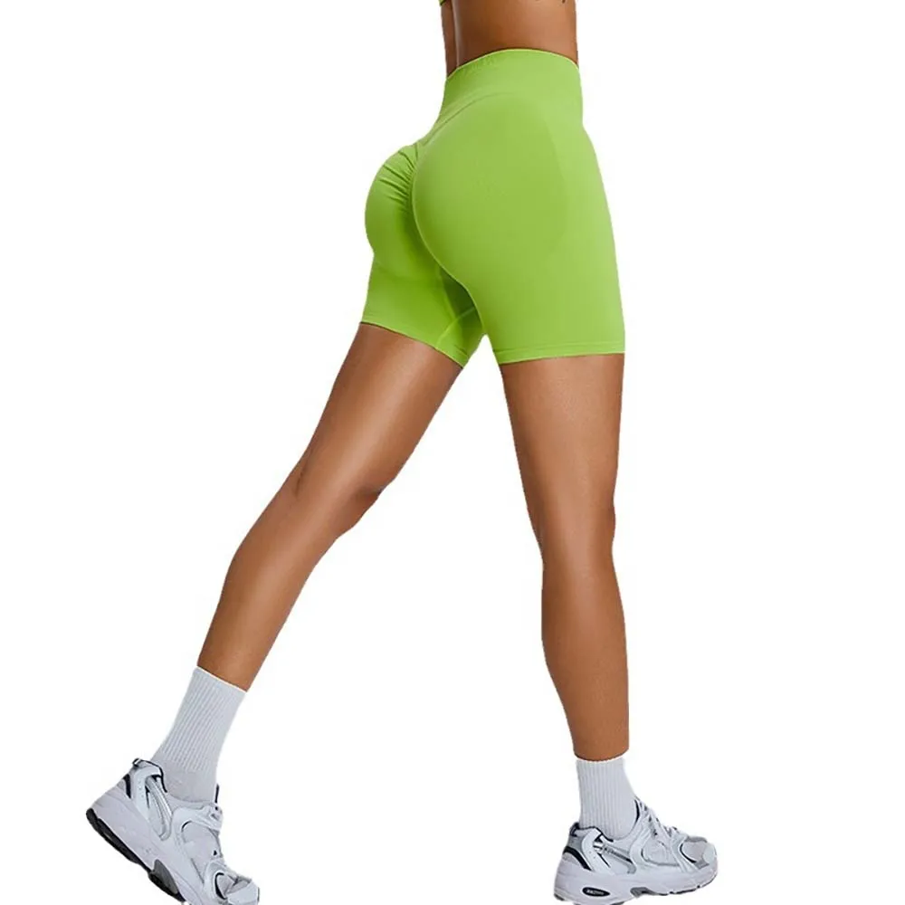 Women Running Gym Yoga Workout Seamless Scrunch Workout Shorts