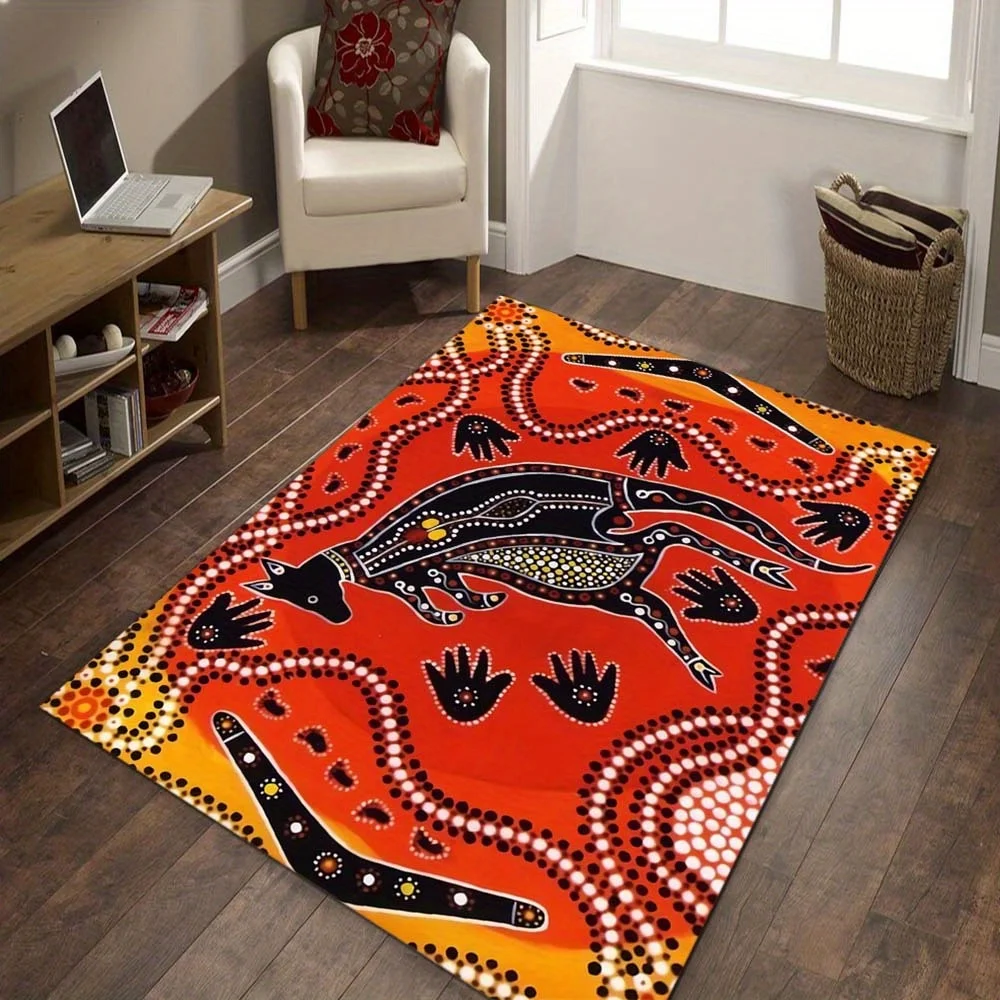 سجادة مربعة مطبوعة على شكل حيوانات من القطيفة - غير قابلة للانزلاق ودافئة وأنيقة لغرفة المعيشة أو غرفة النوم، متوفرة بمقاسات متعددة، بوليستر #4