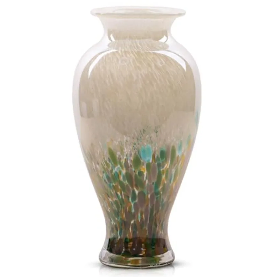 

11.8" Tall Glass Vase Beautiful Hand Blown Glass Vase Modern Art Home Decor, Wide Mouth Colorful Vases for Mantle Dining Table