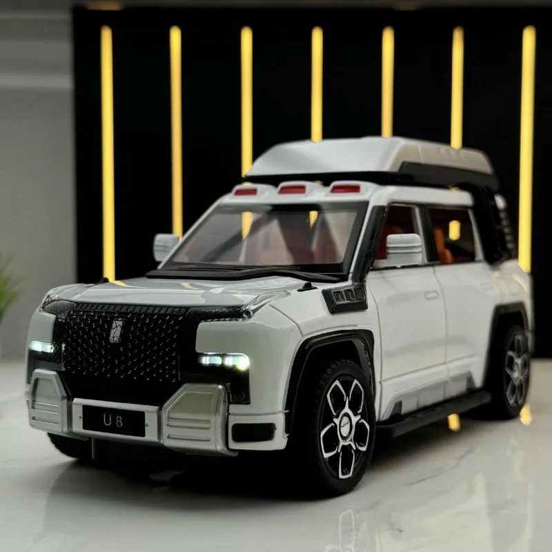 1:24 Yangwang U8 Off-Road Player Edition Diecast Alloy SUV Model 7 Openable Parts Pull Back for Car Collectors Hobby Display