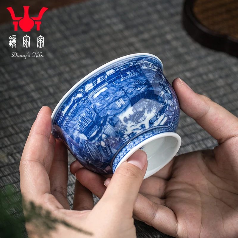 Zhongjia Porcelain Tea Jingdezhen Blue And White Chai Kiln Master Single Cup Handdrawn Classic