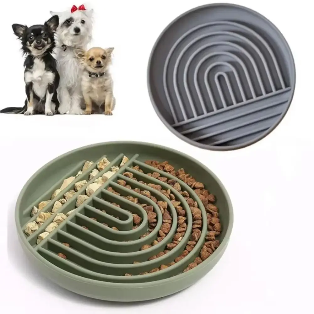 

Silicone Dog Slow Food Bowl Round Non-slip Dog Food and Water Bowl with Suction Cups Non-stick Dog Distraction Pad Puppy